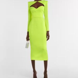 ALEX PERRY Women's Marden Satin Crepe Cut Out Midi Dress In Yellow Size: 14